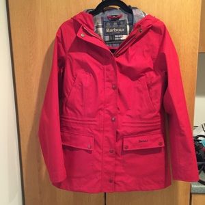 Barbour hooded red raincoat size 6 US